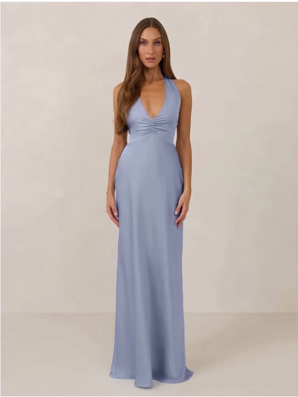 Park & Fifth Sleeveless V-Neck Maxi Dress in Mineral Satin